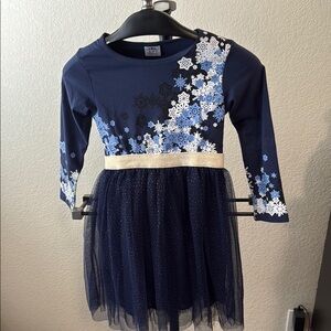 Navy Blue Dress with Snowflake Design